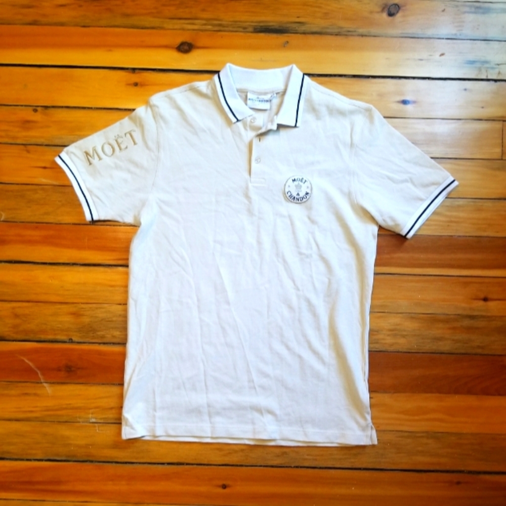 RARE like new Womens Moet & Chandon polo size Large mens size medium cream white